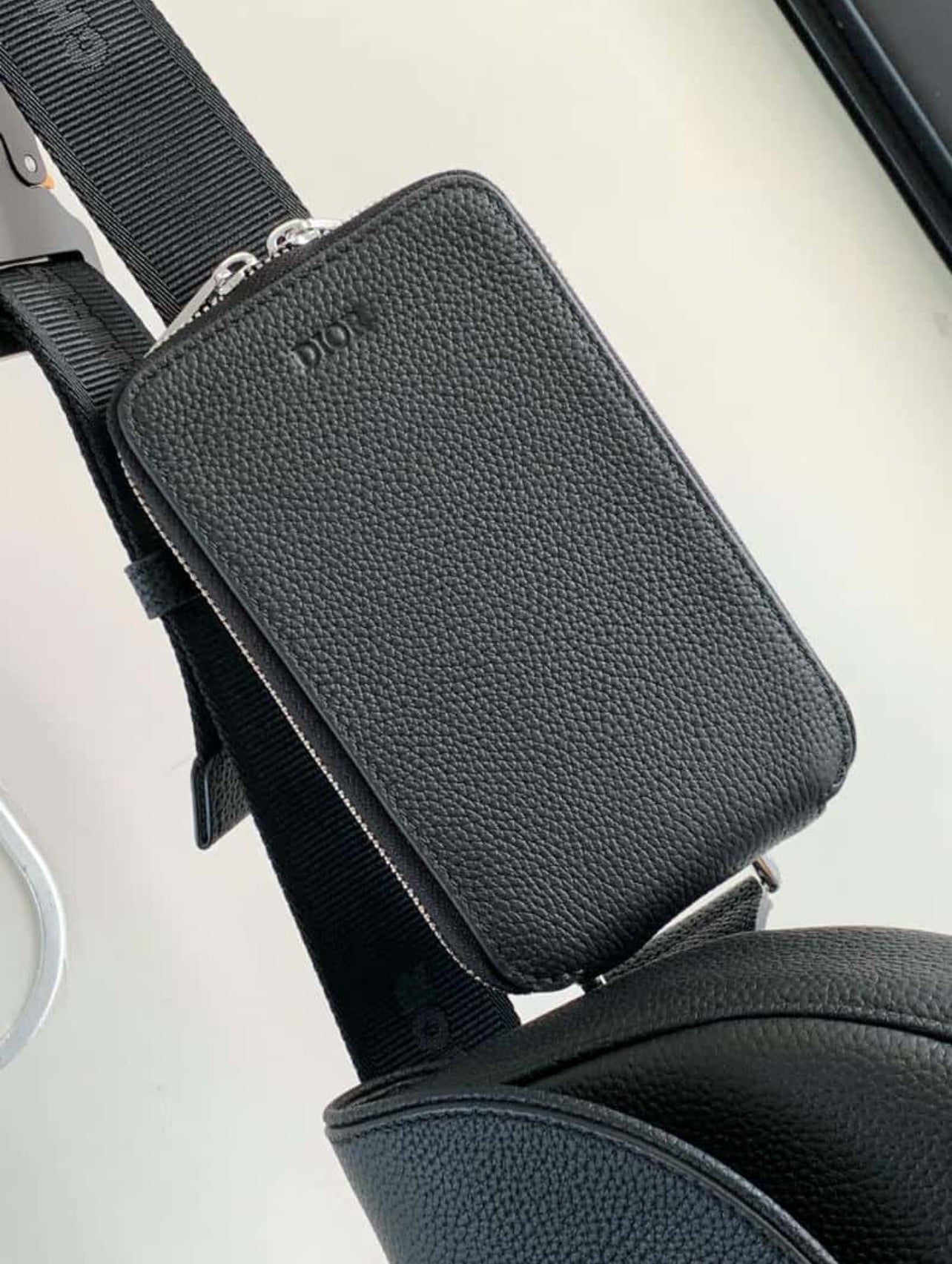 Dior saddle bag black grain leather crossbody
