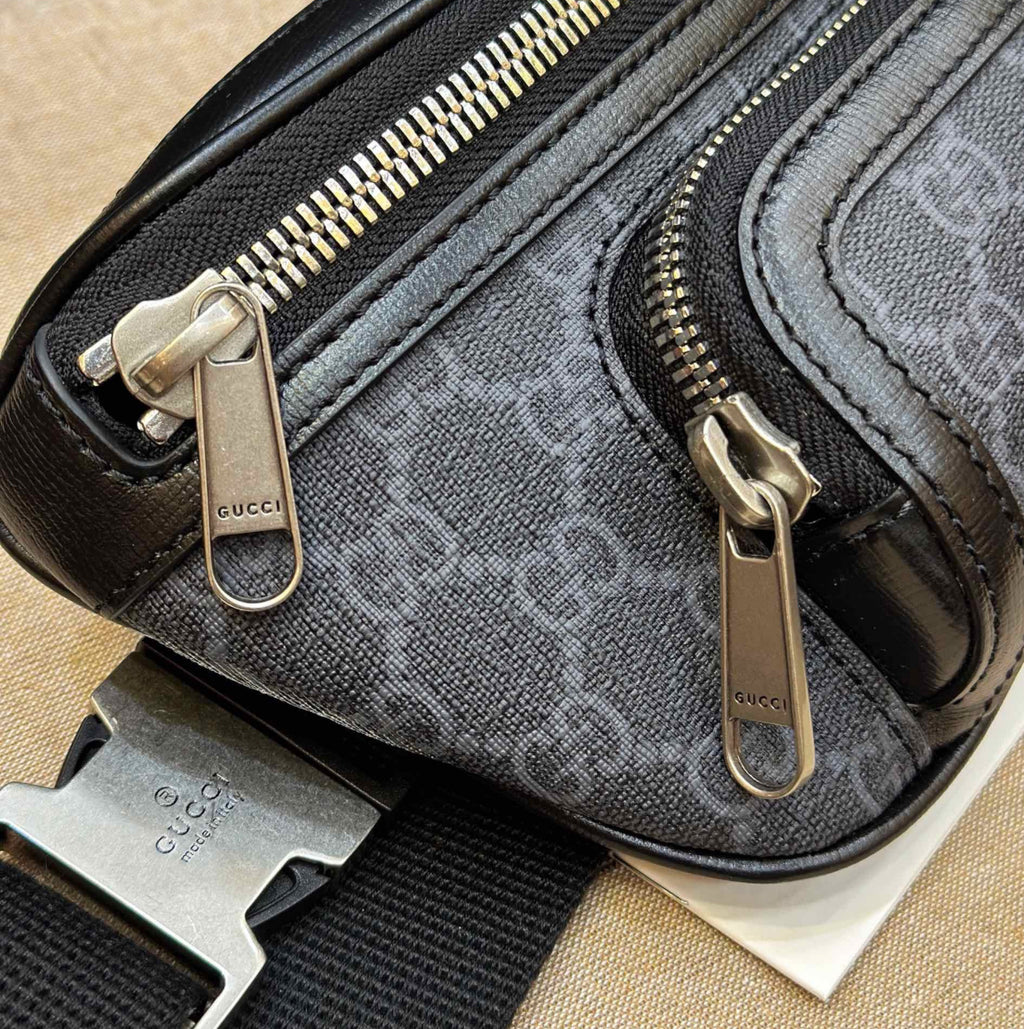 Gucci GG Supreme Belt Bag – Black Leather Monogram (With Receipt & Dust Bag)