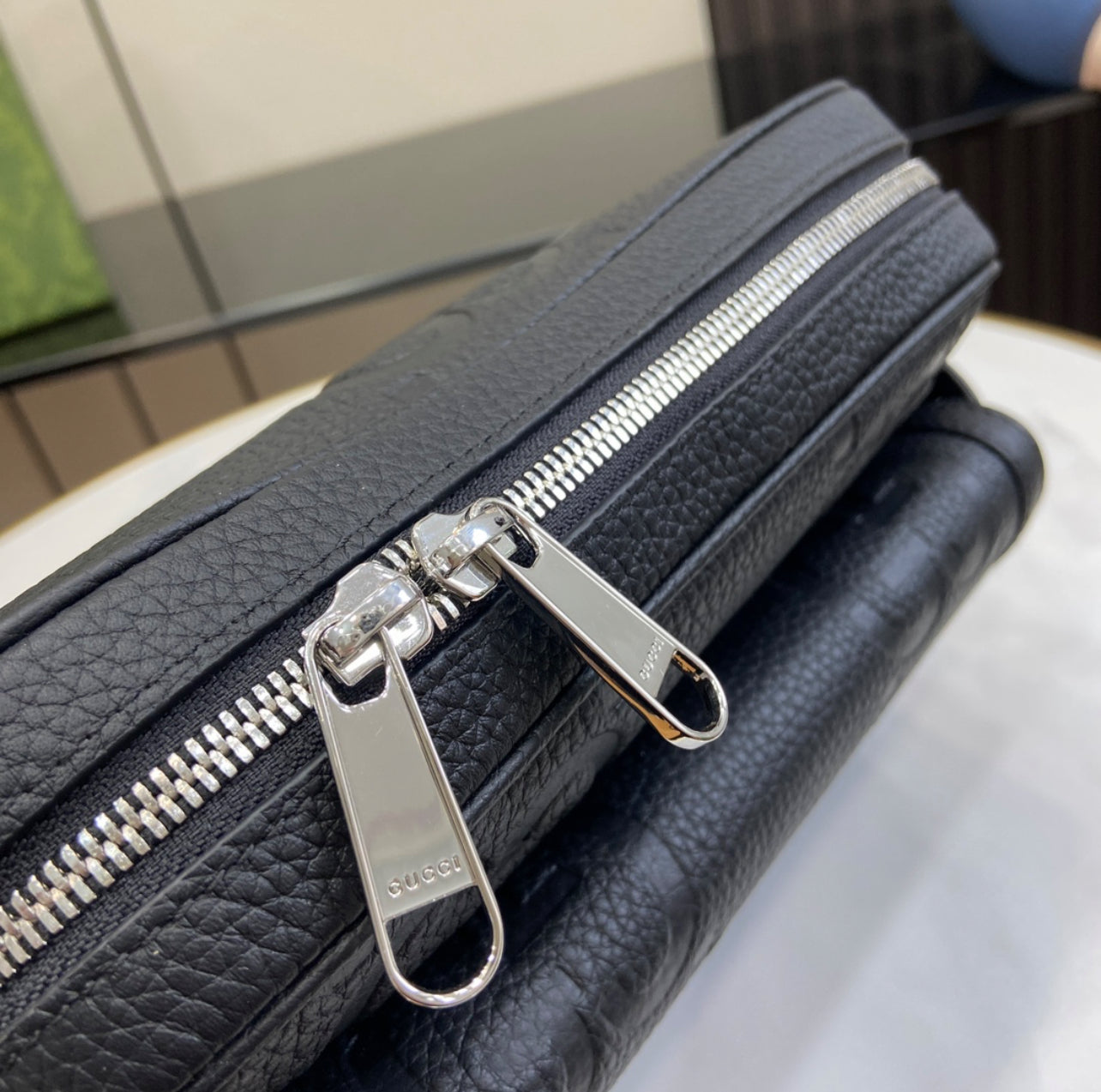 Gucci GG Jumbo Small Crossbody Bag – Black Grained Leather