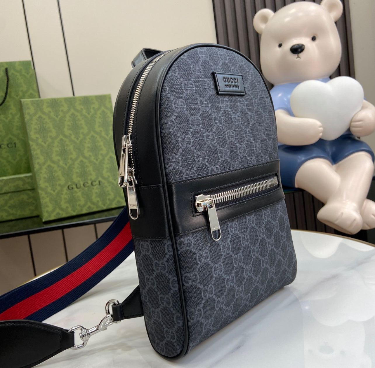 Gucci GG Supreme Crossbody Bag – Black Monogram