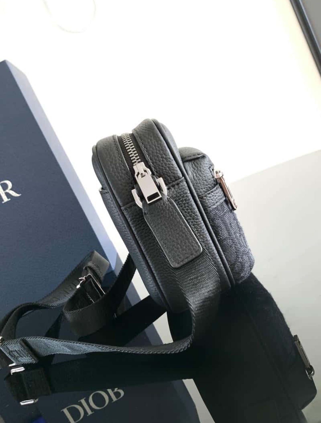 Dior Black Oblique Fabric Saddle Pouch Bag –