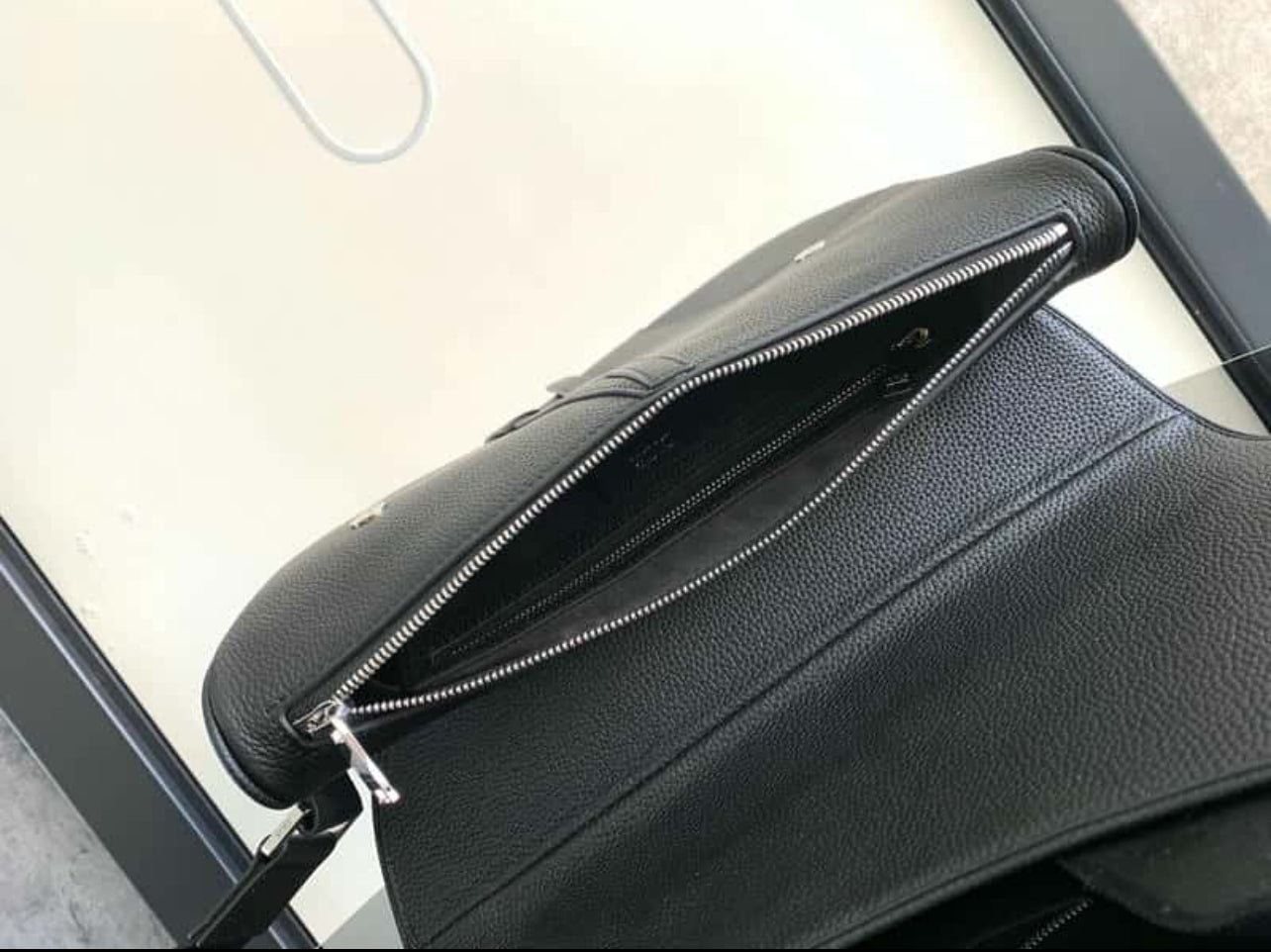 Dior saddle bag black grain leather crossbody