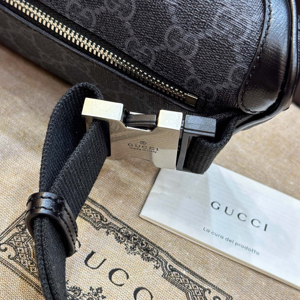 Gucci GG Supreme Belt Bag – Black Leather Monogram (With Receipt & Dust Bag)