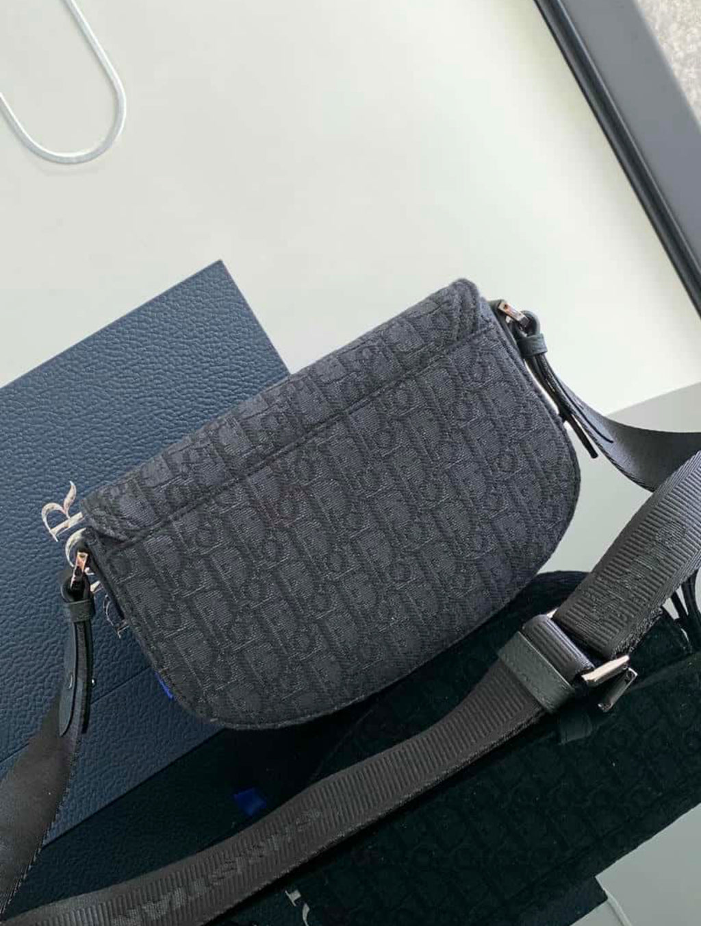 Dior Black Oblique Saddle Pouch Bag – 100% Authentic