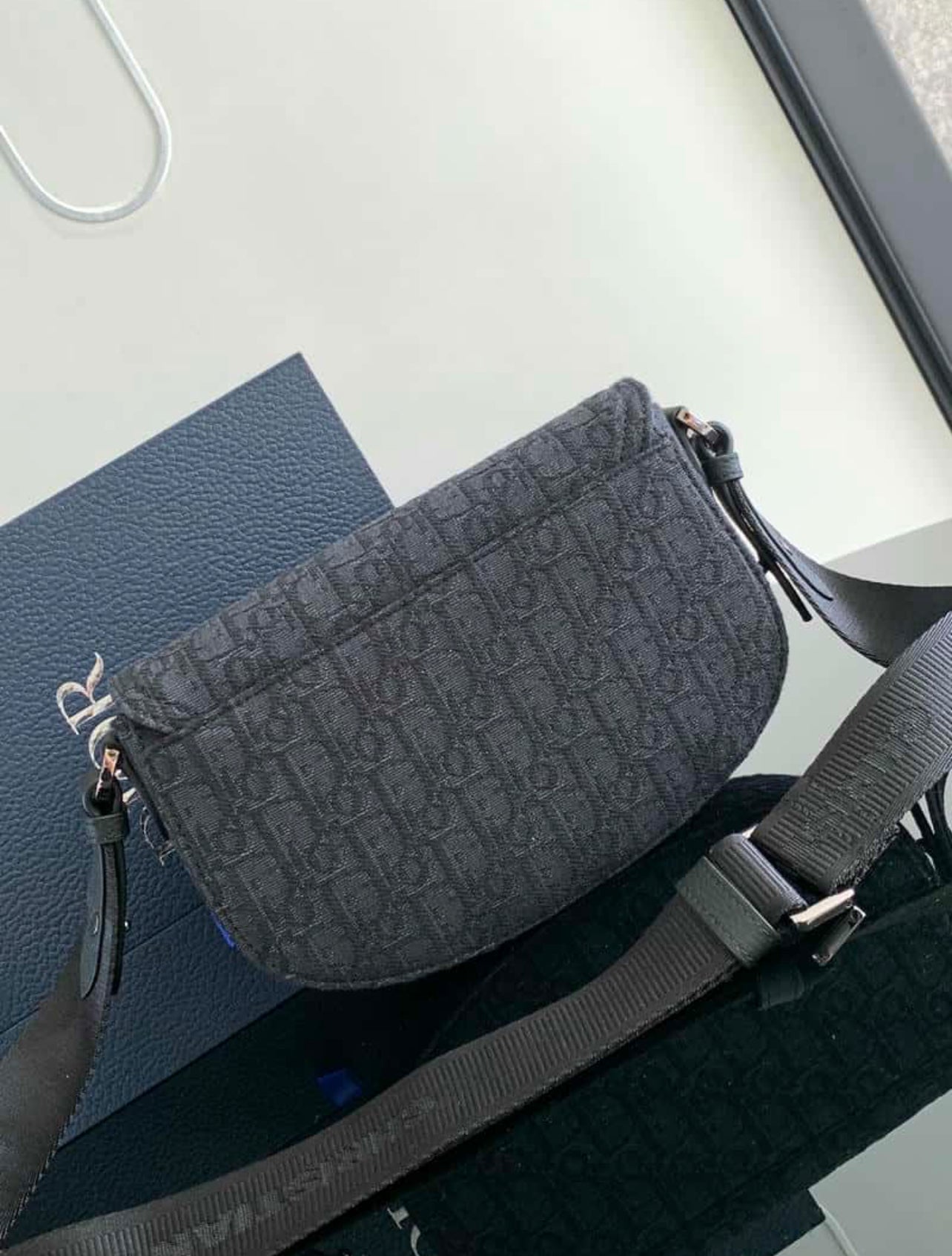 Dior Black Oblique Saddle Pouch Bag – 100% Authentic