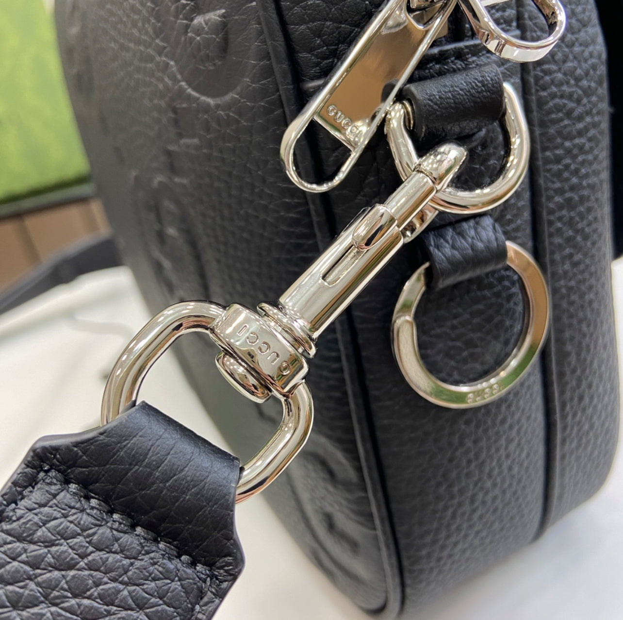 Gucci GG Jumbo Small Crossbody Bag – Black Grained Leather