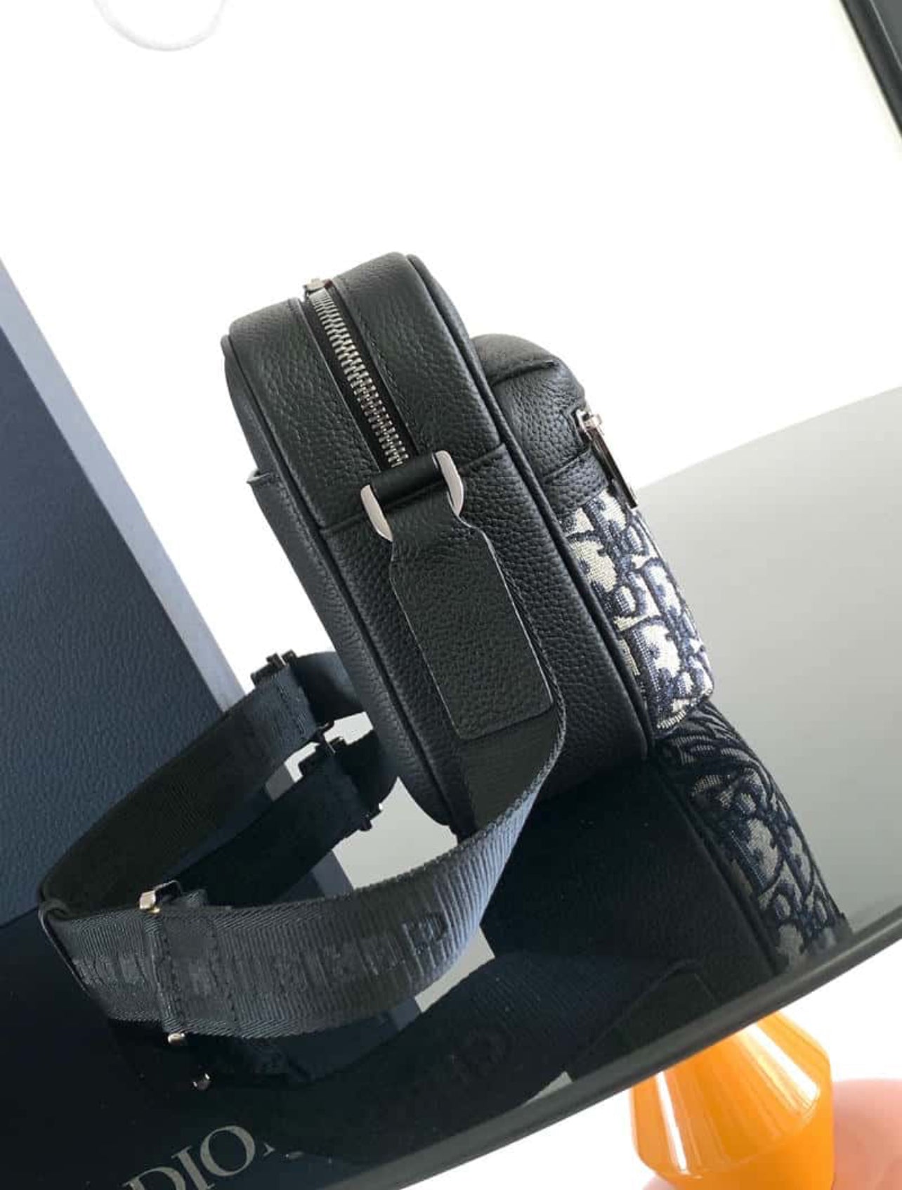 Dior Black Oblique Canvas & Calfskin Crossbody Pouch Bag