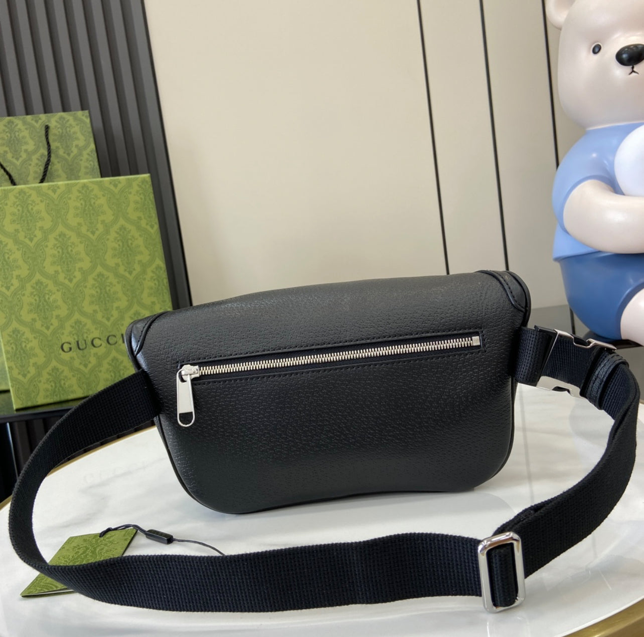 Gucci GG Supreme Small Belt Bag – Black Monogram (Authentic, Made in Italy)