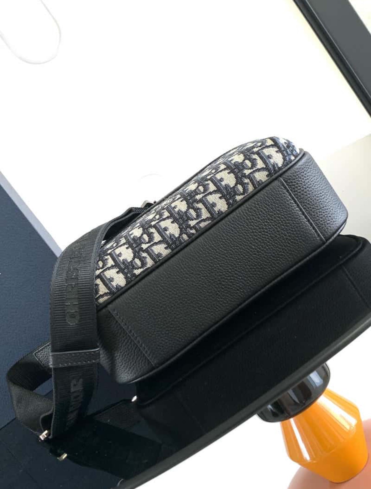 Dior Black Oblique Canvas & Calfskin Crossbody Pouch Bag