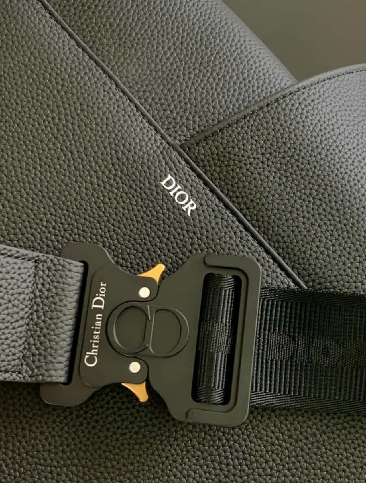 Dior saddle bag black grain leather crossbody