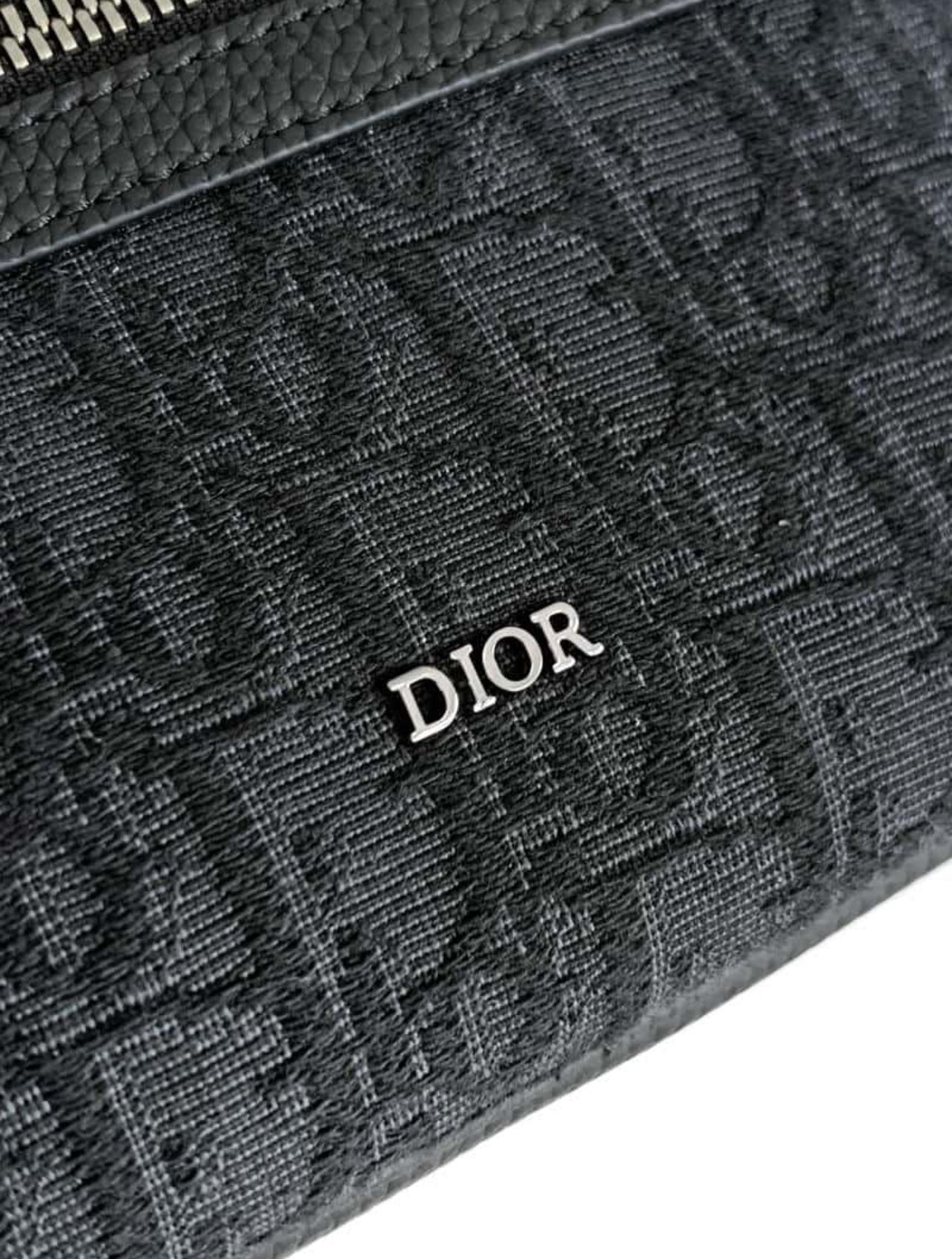 Dior Black Oblique Fabric Saddle Pouch Bag –