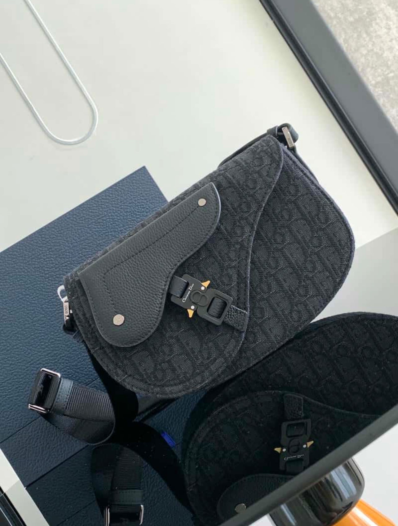Dior Black Oblique Saddle Pouch Bag – 100% Authentic
