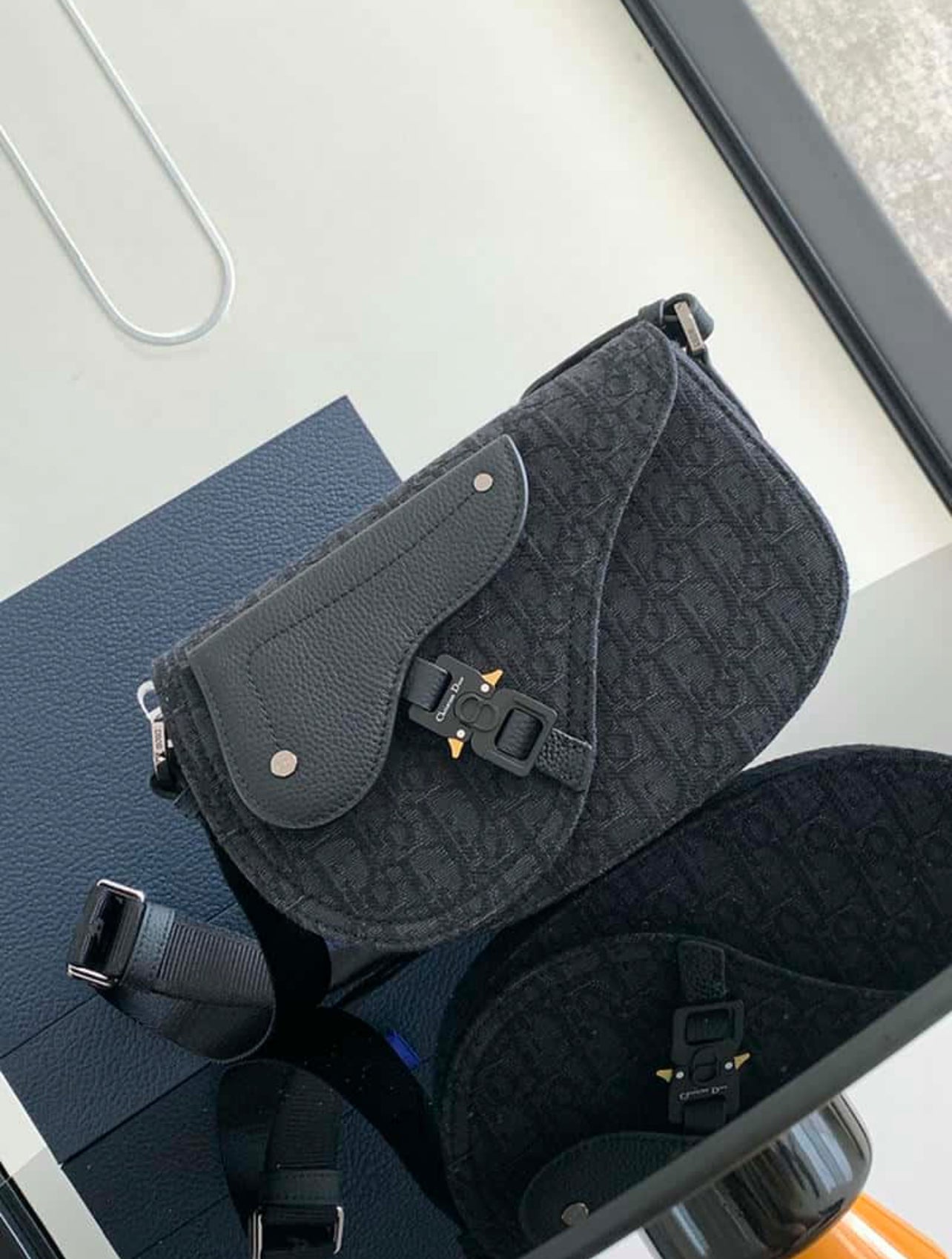 Dior Black Oblique Saddle Pouch Bag – 100% Authentic