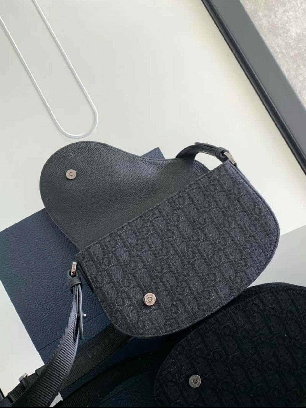 Dior Black Oblique Saddle Pouch Bag – 100% Authentic